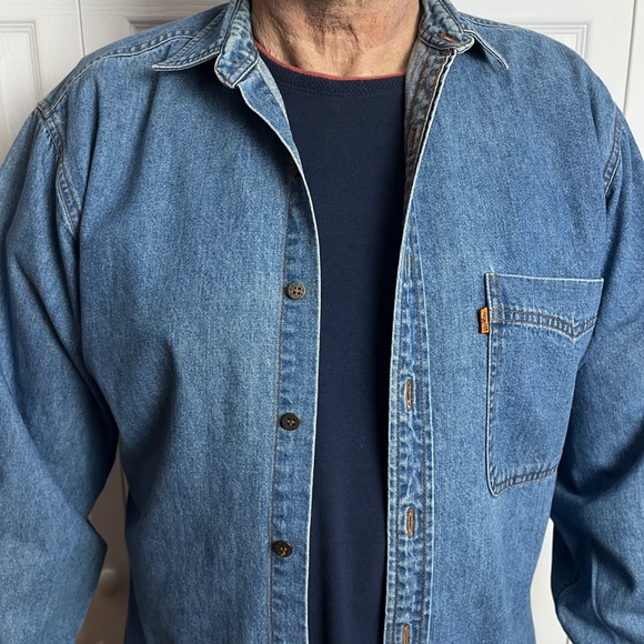 VIntage Orange Tab Levi Strauss & Co Mens Denim Shirt - Picture 2 of 15